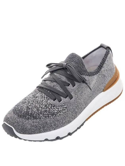 Stretch Knit Low Top Sneakers Grey - BRUNELLO CUCINELLI - BALAAN 2