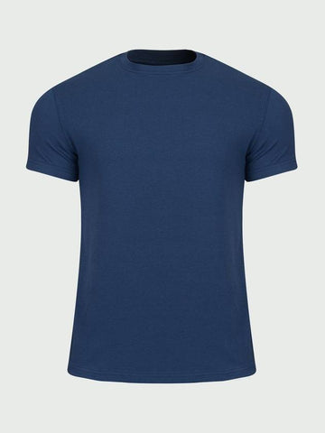 Unisex Daily Plain Muscle Fit T-Shirt Navy - MAVRK - BALAAN 1