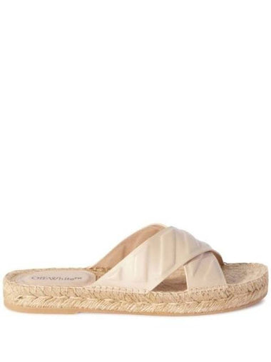 Diagre Cross Espadrille Slippers Beige - OFF WHITE - BALAAN 1