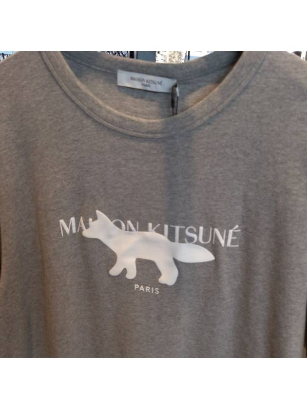 Fox Stamp Logo Classic Short Sleeve T-Shirt Grey - MAISON KITSUNE - BALAAN 3