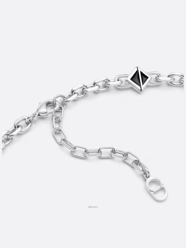 CD DIAMOND Slim Chain Link Necklace Silver Finish Brass - DIOR - BALAAN 5