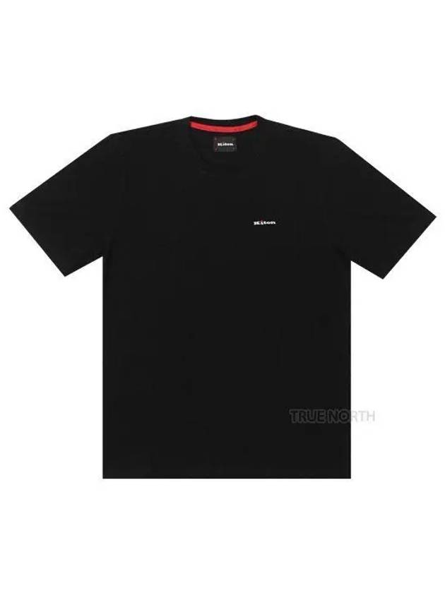 Men's Embroidered Logo Short Sleeve T-Shirt Black - KITON - BALAAN 2