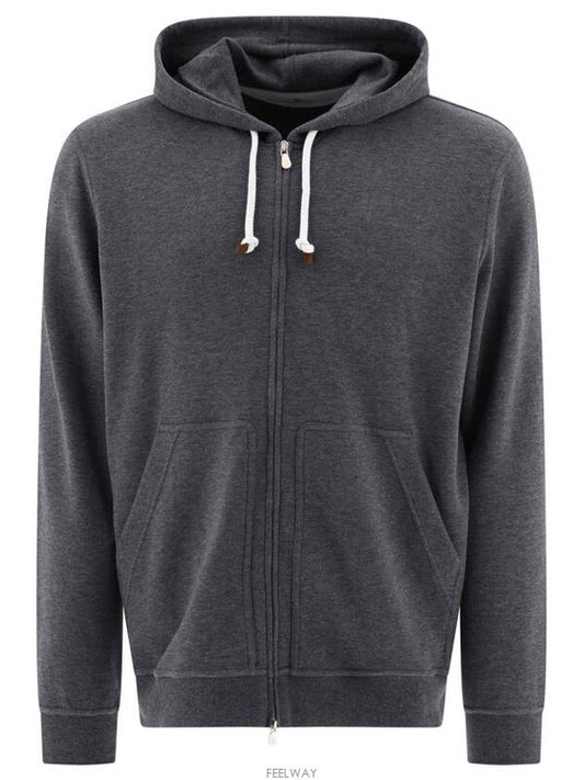 Tech Cotton Zip-Up Hoodie Dark Grey - BRUNELLO CUCINELLI - BALAAN 2