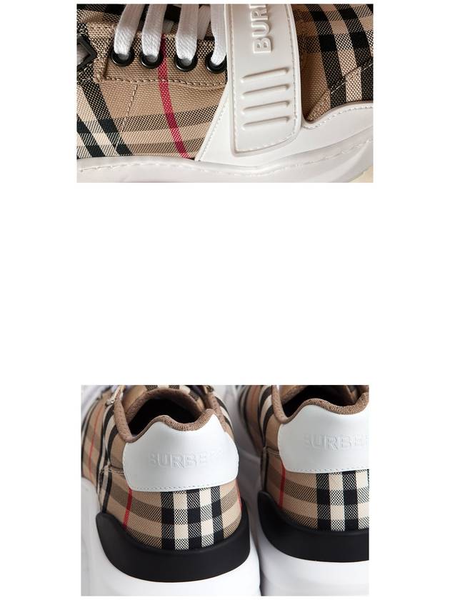 Vintage Check And Leather Sneakers White Archive Beige - BURBERRY - BALAAN 7