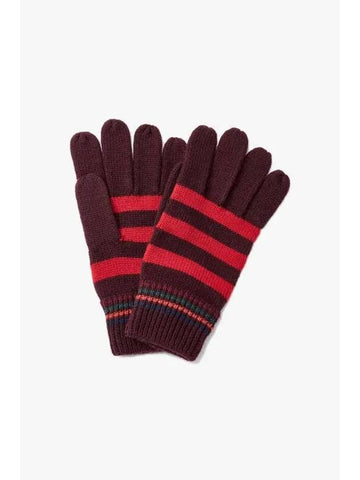 PS Stripe Pattern Knit Gloves Red - PAUL SMITH - BALAAN 1