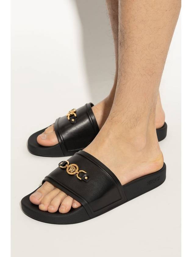 Versace Slides With Logo, Men's, Black - VERSACE - BALAAN 2