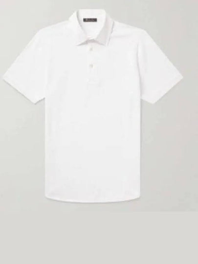 Men's Cotton Short Sleeve Polo Shirt White - LORO PIANA - BALAAN 2