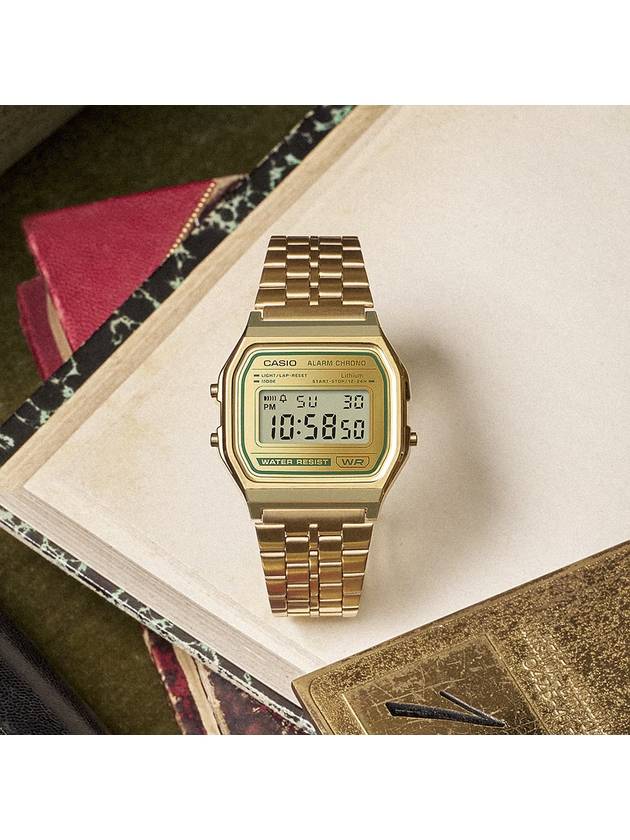 Classic Gold Green Signature Electronic Metal Watch - CASIO - BALAAN 1