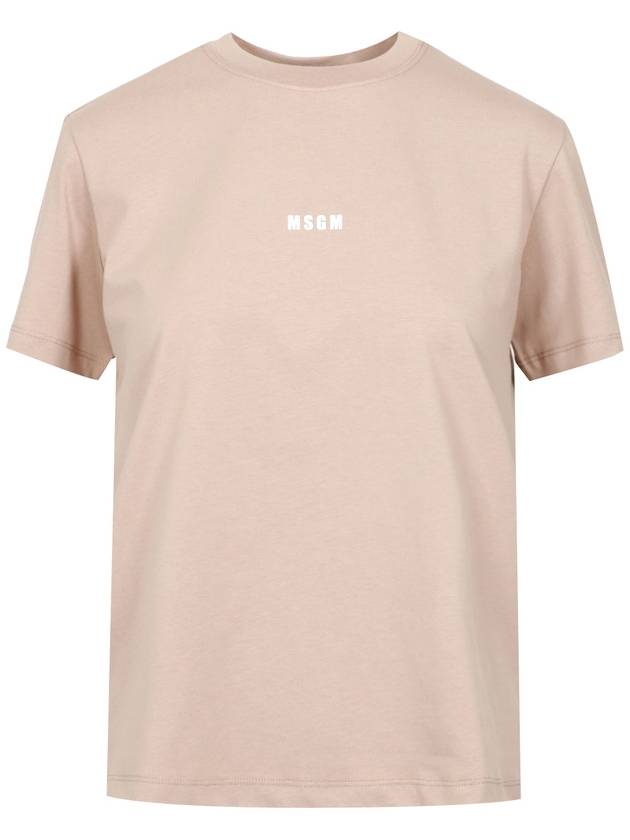 Micro Logo Short Sleeve T-Shirt Beige - MSGM - BALAAN 2