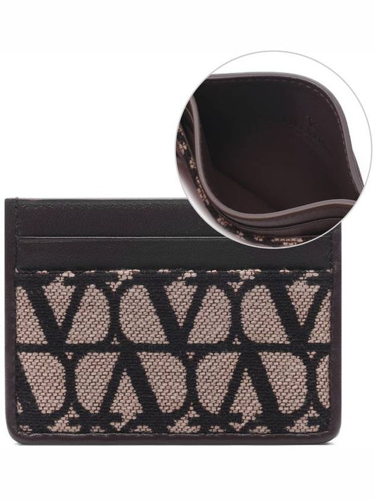 V Logo Pattern Card Wallet Brown - VALENTINO - BALAAN 2