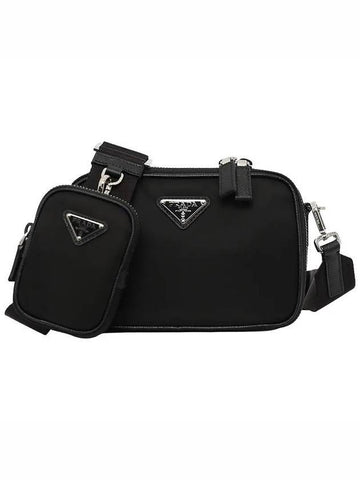 Triangle Logo Re-Nylon Saffiano Cross Bag Black - PRADA - BALAAN 1