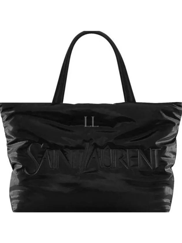 Silktech Canvas Tote Bag Black - SAINT LAURENT - BALAAN 2