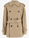 Short Gabardine Trench Coat Beige - BURBERRY - BALAAN 2