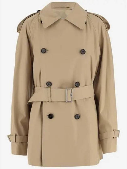 Short Gabardine Trench Coat Beige - BURBERRY - BALAAN 2