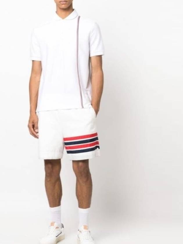 RWB Stripe Polo Shirt White - THOM BROWNE - BALAAN 7