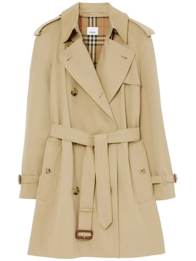 Short Gabardine Trench Coat Honey - BURBERRY - BALAAN 1