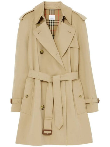 Short Gabardine Trench Coat Honey - BURBERRY - BALAAN 1