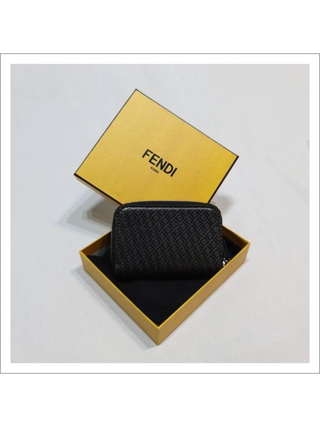 Micro FF Logo Zipper Coin Wallet Black - FENDI - BALAAN 7