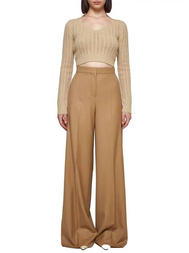 Ifrem Wool Cashmere Crop Knit Top Beige - MAX MARA - BALAAN 3