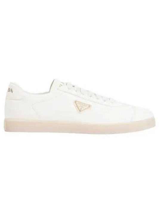 Triangle Logo Lane Leather Low-Top Sneakers Ivory - PRADA - BALAAN 2