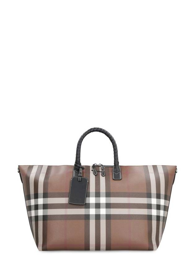 Checked Canvas Boston Tote Bag Brown - BURBERRY - BALAAN 1