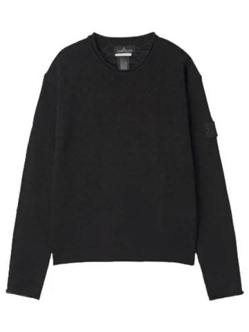 Logo patch crew neck knit black - STONE ISLAND - BALAAN 1