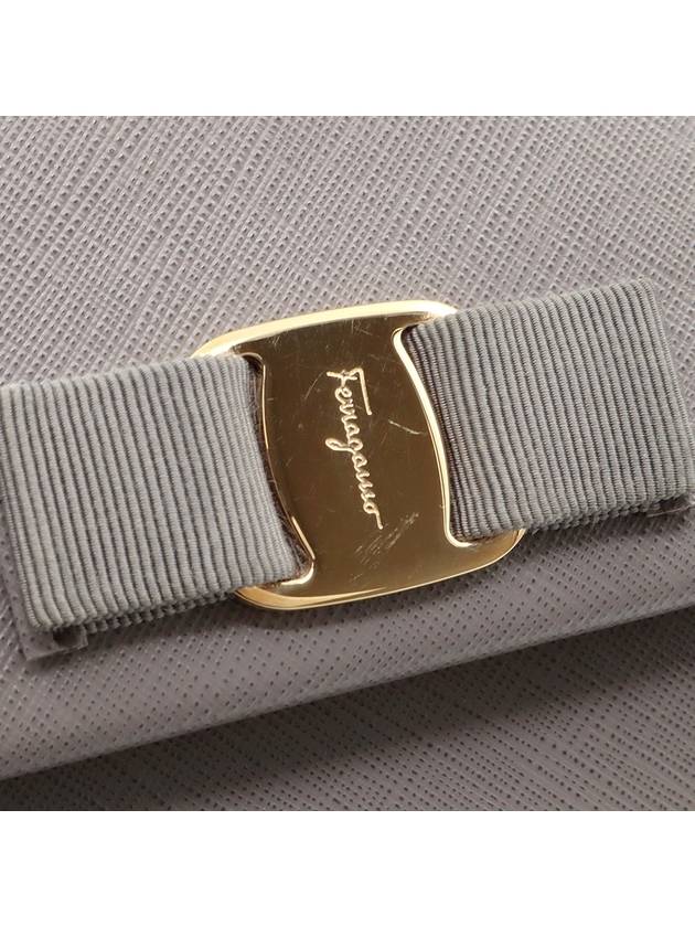 Ferragamo Purple Gray Saffiano Leather Gold Vara Ribbon Carry Small Top Handle 2WAY - SALVATORE FERRAGAMO - BALAAN 5