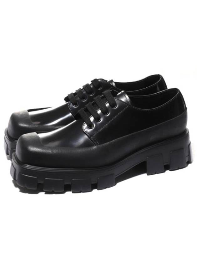 Brushed Lace-Up Leather Derby Black - PRADA - BALAAN 5