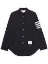 Double Face 4 Bar A-line Knit Long Sleeve Shirt Jacket Navy - THOM BROWNE - BALAAN 2