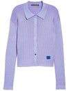 Ribbed Knit Collar Cardigan Purple - ACNE STUDIOS - BALAAN 3