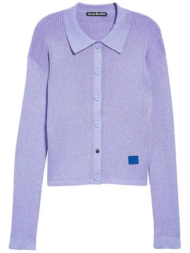 Ribbed Knit Collar Cardigan Purple - ACNE STUDIOS - BALAAN 3