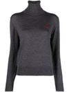 Small Heart Logo Turtleneck Grey - AMI - BALAAN 1