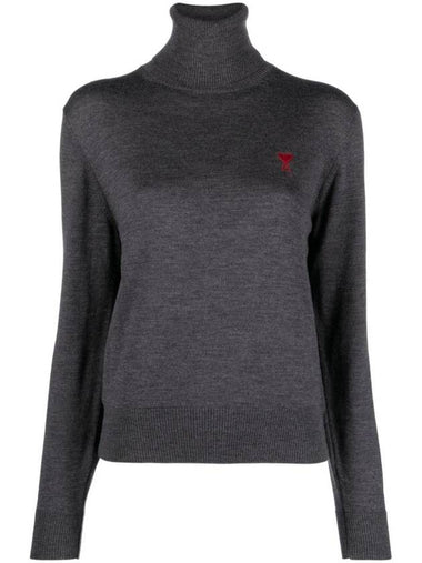 Small Heart Logo Turtleneck Grey - AMI - BALAAN 1