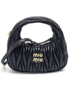 Wander Matelasse Nappa Leather Hobo Mini Bag Black - MIU MIU - BALAAN 3