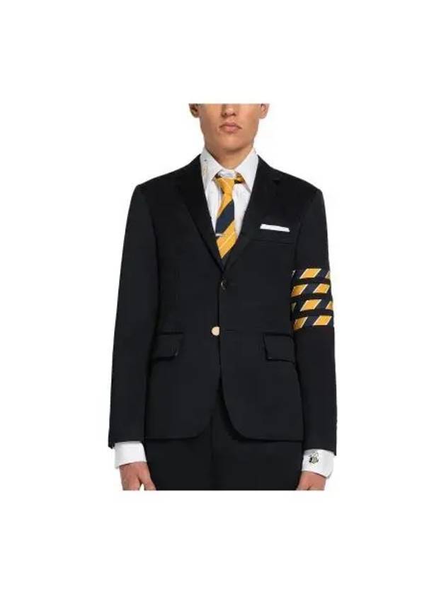 4 Bar Unconstructed Cotton Twill Classic Sports Jacket Navy - THOM BROWNE - BALAAN 2