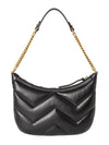 Marmont Small Leather Shoulder Bag Black - GUCCI - BALAAN 4