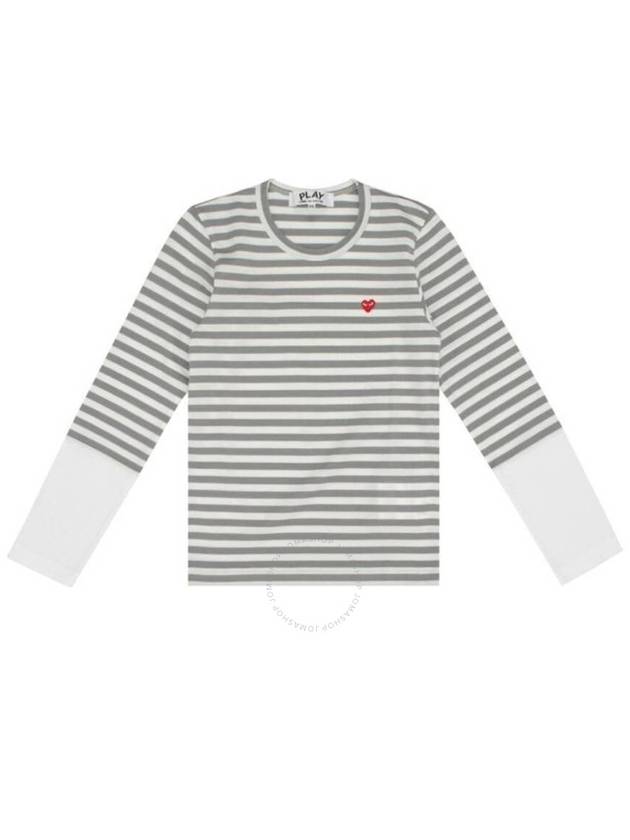 Cdg Play Horizontal-Stripe Heart Emblem  Long-Sleeve T-Shirt, Size Small - COMME DES GARCONS PLAY - BALAAN 1