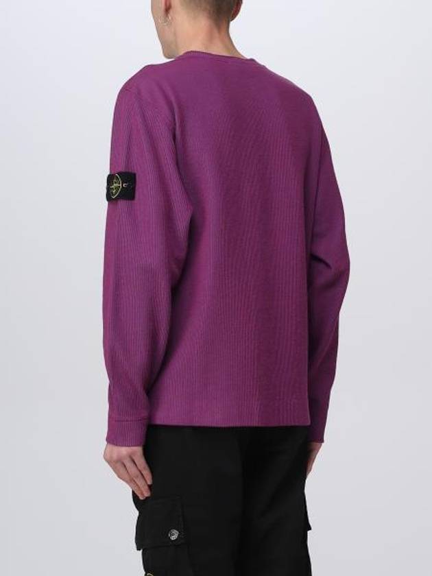 Men's Wappen Patch Crewneck Knit Sweatshirt Magenta - STONE ISLAND - BALAAN 3