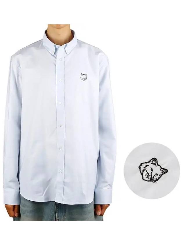 Contour Fox Head Casual Long Sleeve Shirt Blue - MAISON KITSUNE - BALAAN 2