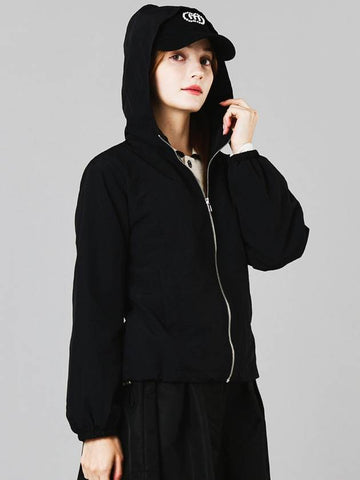 Hooded Anorak Slim Fit Black Windbreaker DO5232WB74 - DOYOUKNOWMC GOLF WEAR - BALAAN 1