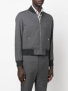 Diagonal Striped Knit Rib Blouson Bomber Jacket Dark Grey - THOM BROWNE - BALAAN 8