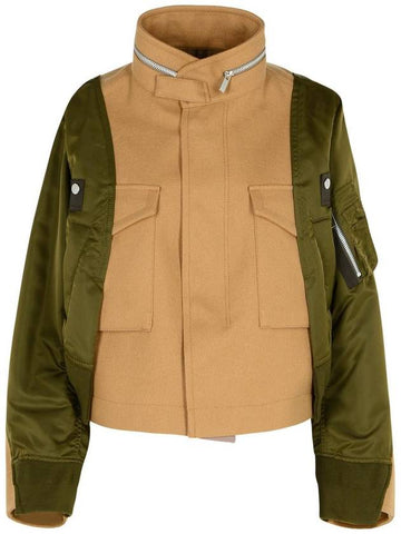 Sacai 'Melton' Beige Wool Jacket - SACAI - BALAAN 1