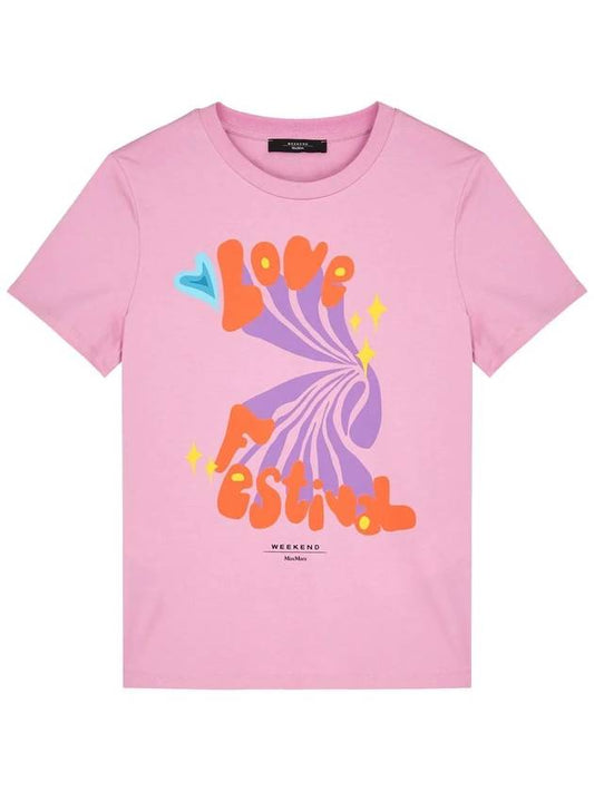 XS size Max Mara SANTE Ssangde logo cotton tshirt 59760439 005 pink - WEEKEND MAX MARA - BALAAN 1