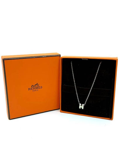 Mini Pop H Pendant Necklace Palladium Blanc - HERMES - BALAAN 2