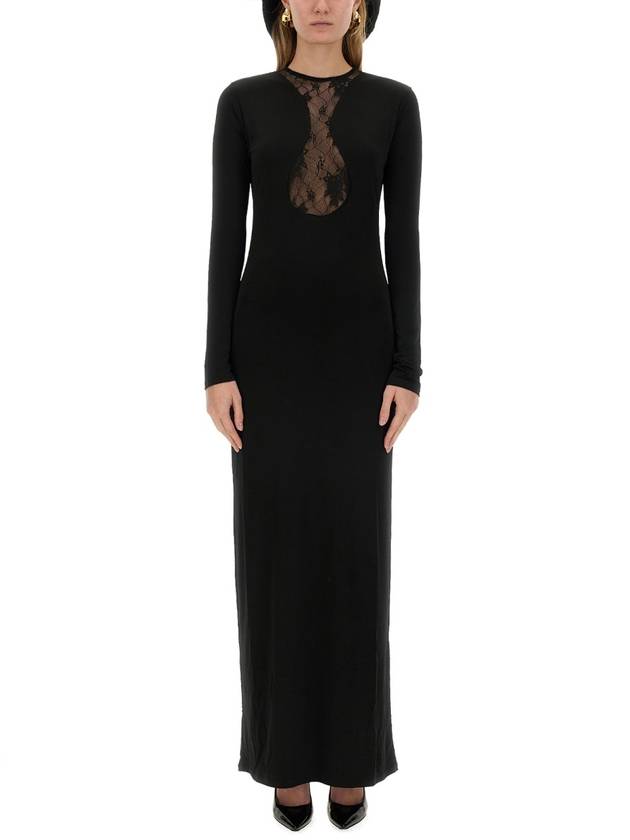 LONG DRESS WITH LACE INSERT - NINA RICCI - BALAAN 1