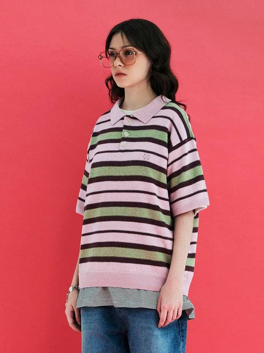striped knit polo shirt pink - UNALLOYED - BALAAN 2