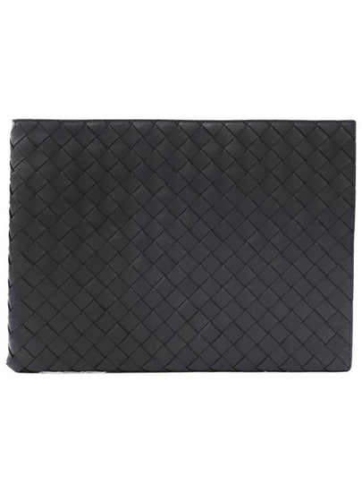 Intrecciato Half-Zip Clutch Bag Black - BOTTEGA VENETA - BALAAN 2