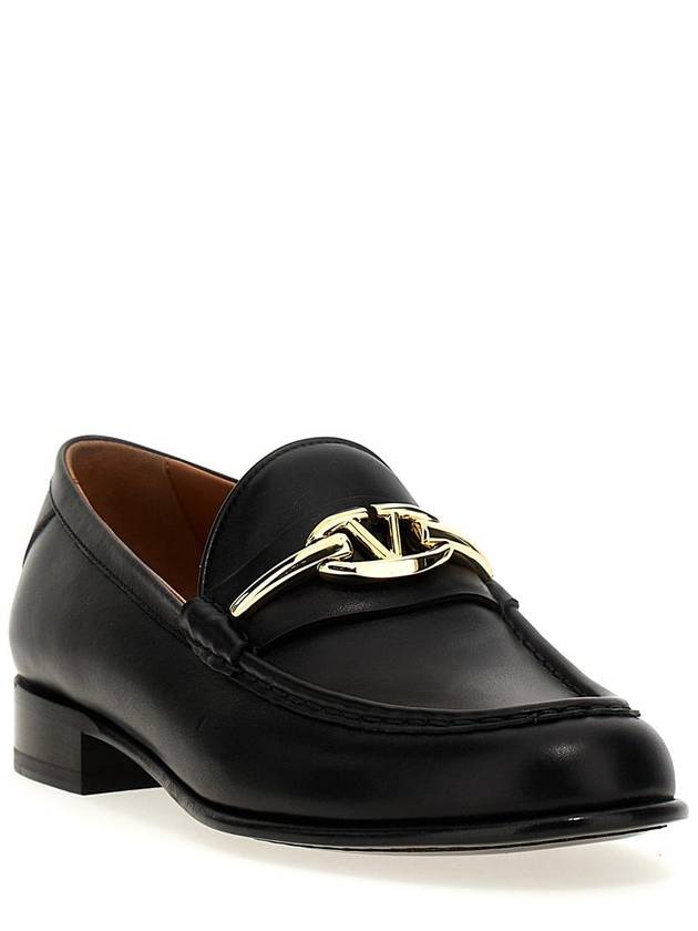 V Logo Signature Calfskin Loafers Black - VALENTINO - BALAAN 3