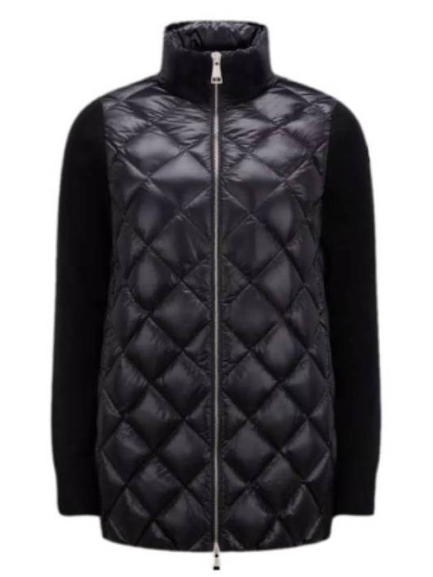 quilted down nylon wool padded cardigan black - MONCLER - BALAAN.