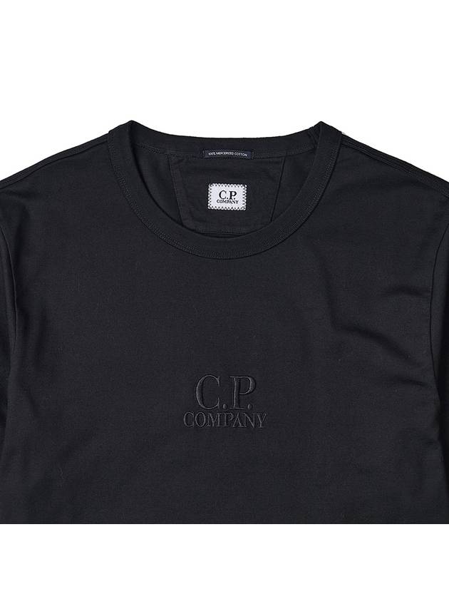Embroidered Logo Cotton Short Sleeve T-Shirt Black - CP COMPANY - BALAAN 4